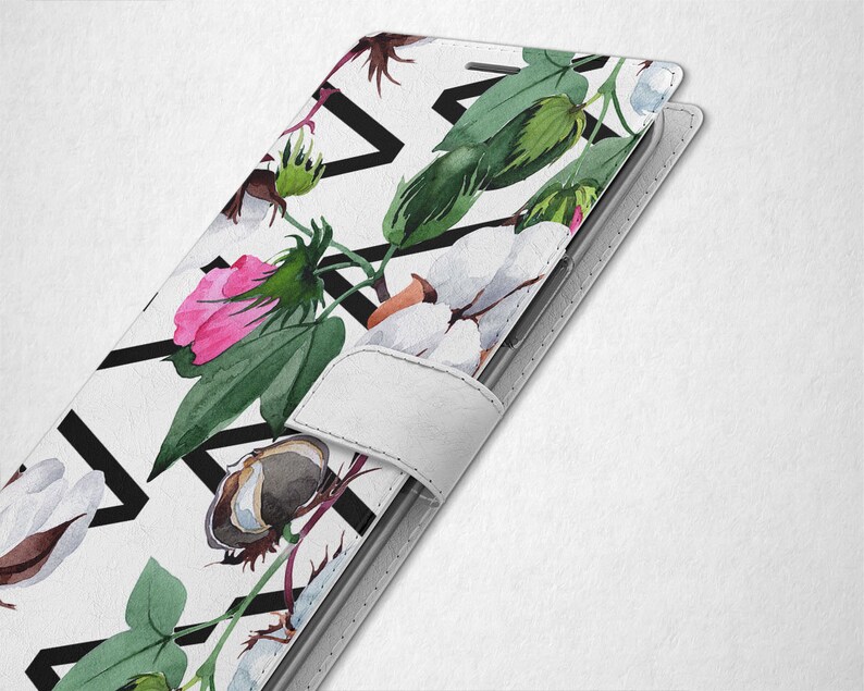 Minimal Geometry iPhone 6 Plus Card Case Cotton Flowers iPhone 11 Pro Max Case Folio 12 Mini Card Holder 10 Folio iPhone 8 Card Case Plus