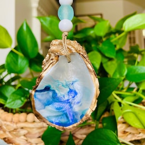 Ornaments, Sea Glass, Christmas Ornaments, Hand Painted Oyster Ornament,Gilded Oyster Ornaments, Cajun Christmas, Coastal Christmas