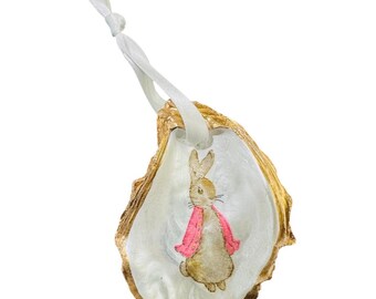 Easter Bunny Ornament, Easter, Peter Rabbit, Oyster Shell Ornament