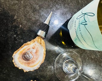 Oyster Shell Wine Bottle  Stopper, House Warming Gift, Party Favor, Beach Vibes