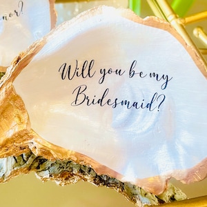Hand-Painted Oyster Shell: Bridal Party Proposal Keepsake