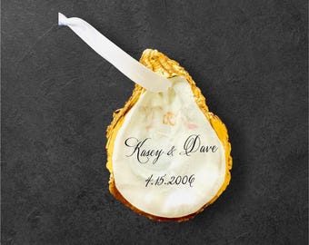 Personalized Oyster Shell Anniversary Ornament: Hand-Painted Keepsake