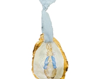Easter Bunny Ornament, Easter, Peter Rabbit, Oyster Shell Ornament