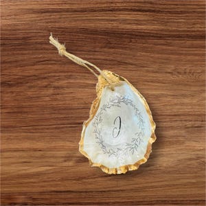 Monogrammed Oyster Shell Ornament, Oyster Ornament, Shell Ornament, Monogrammed Ornament, Christmas Ornament
