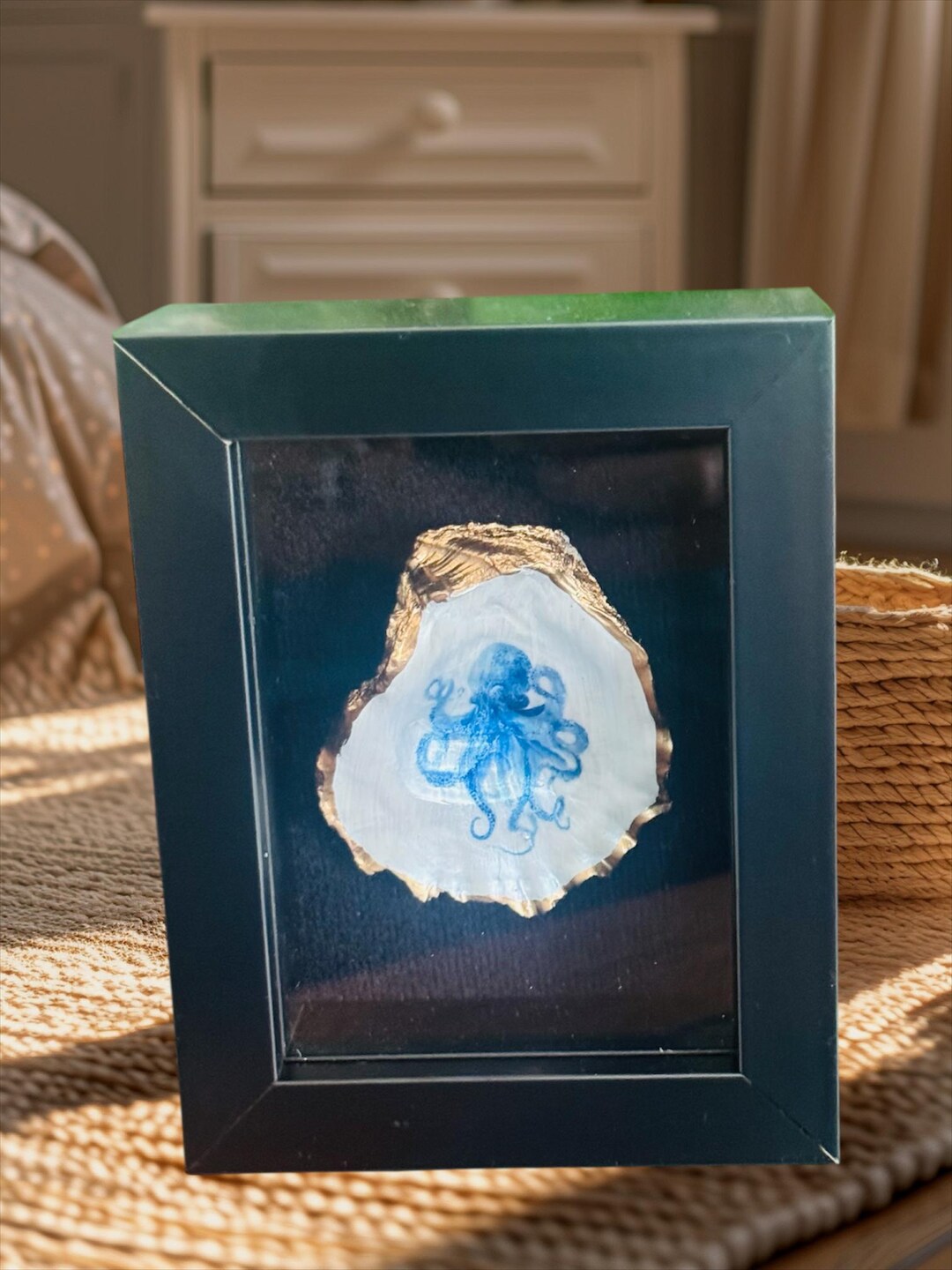 Framed Octopus Oyster Shell Art: Coastal Shadow Box Decor - Etsy