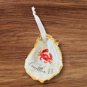 Decorazione personalizzata a forma di conchiglia di granchio e ostrica: decorazione costiera dipinta a mano