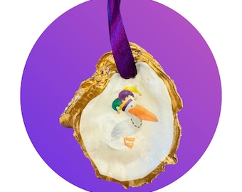 Pelican Oyster Shell Ornament: Mardi Gras Ornament, Oyster Ornament, Mardi Gras