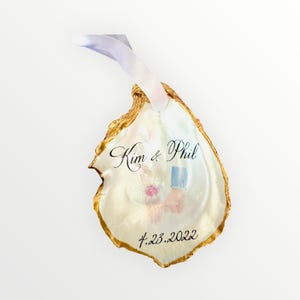 Personalized Oyster Shell Anniversary Ornament: Hand-Painted Keepsake