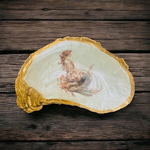 Mermaid Oyster Shell Trinket Dish: Nautical Coastal Decor