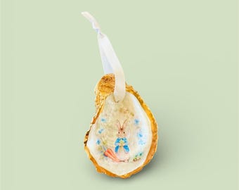 Easter Bunny Ornament, Easter, Peter Rabbit, Oyster Shell Ornament