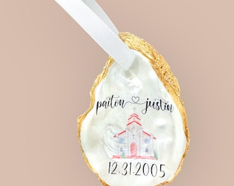 Personalized Oyster Shell Anniversary Ornament: Hand-Painted Keepsake
