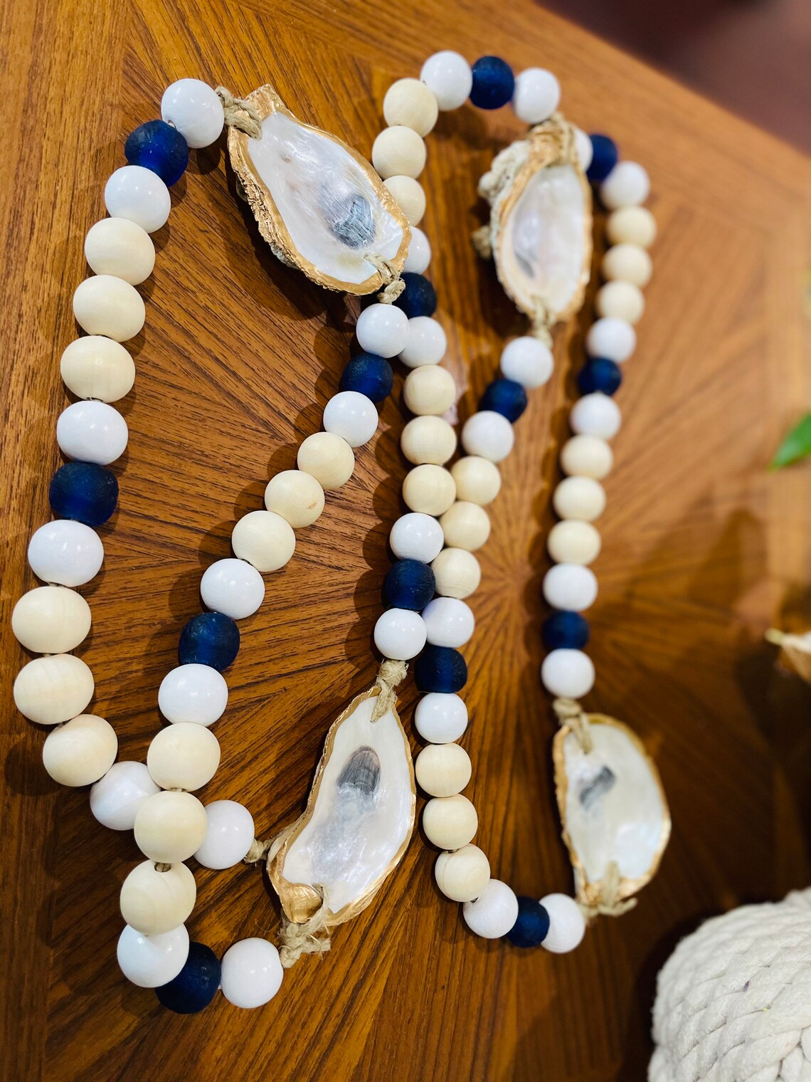 Oyster Shell Garland 5.5 foot Beaded Oyster Garland Natural Etsy