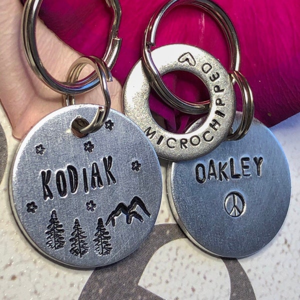 customizable hand stamped pet ID tags - dog tag - pet tag
