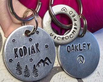 customizable hand stamped pet ID tags - dog tag - pet tag