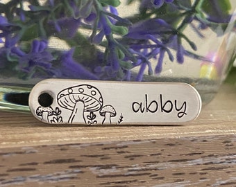 Oblong Mushroom Pet ID Tag, 3x8” x 1 1/2”, Mushroom Dog Tag, Mushroom Cat Tag