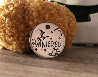 Witch Night 1” Pet ID Tag, Halloween Pet ID Tag, Fall Dog Tag, Fall Cat Tag, Fall, Halloween, Handstamped