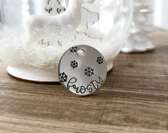 MINI Snowflake 7/8” Pet ID Tag, Holiday Pet Tag, Winter Dog Tag, Dog Tag, Cat Tag, Christmas Dog Tag, Customizable Pet Tag, Holiday gift