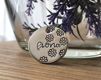 Floral 1” dog tag, floral cat tag, flower pet id tag, dog tags