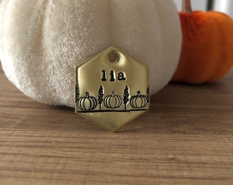 Pumpkin 1” Hexagon Pet Id Tag, Fall Pet Tag, Halloween Dog Tag, Cat Tag, Fall, Spooky, Pet Id Tag, Pumpkin Dog Tag