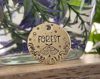 Moth 1” Pet ID Tag, Moth Dog Tag, Cat Tag, Handmade, Forest Pet ID Tag, Fairy Pet ID Tag