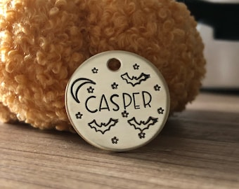 Frickin Bats 1” Pet ID Tag, Fall Dog Tag, Fall Pet ID Tag, Halloween Pet Tag, Dog Tag, Halloween, Bats, Spooky Pet Tags, Spooky