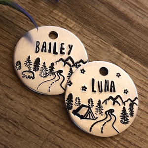 Forest 1” Pet ID Tags, dog tag, forest dog tag, personalized pet ID tag, dog collar tag, wilderness pet ID tag, cat tag