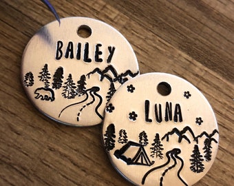 Forest 1” Pet ID Tags, dog tag, forest dog tag, personalized pet ID tag, dog collar tag, wilderness pet ID tag, cat tag