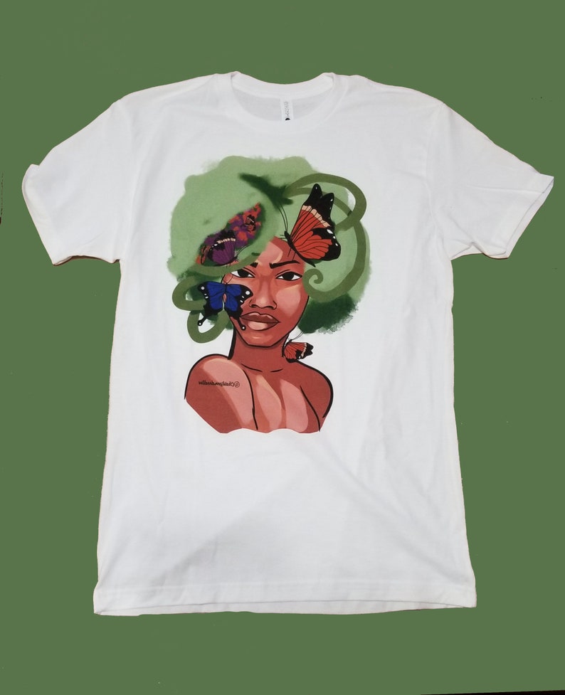 Butterfly Afro Girl Unisex Graphic Printed Tee | Etsy