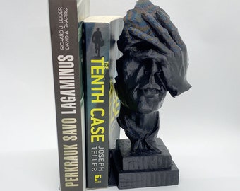 Gezicht standbeeld moderne boekensteun / 3D afgedrukt