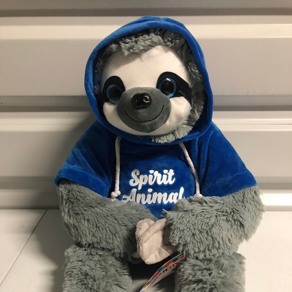 22" Sloth Plush with SPIRIT ANIMAL Hoodie - New with Tags - Toy Factory