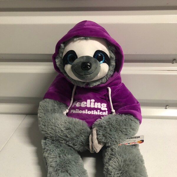 22"  Plush Sloth with FEELING  PHILOSLOTHICAL Hoodie - New with Tags - Toy Factory