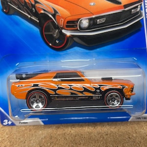 Hot Wheels Mustang Mach 1 Orange with Flames Redline Tires
