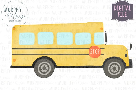 Watercolor Back to School PNG Sublimation Watercolor School Bus Clipart for Digital Download and Printables