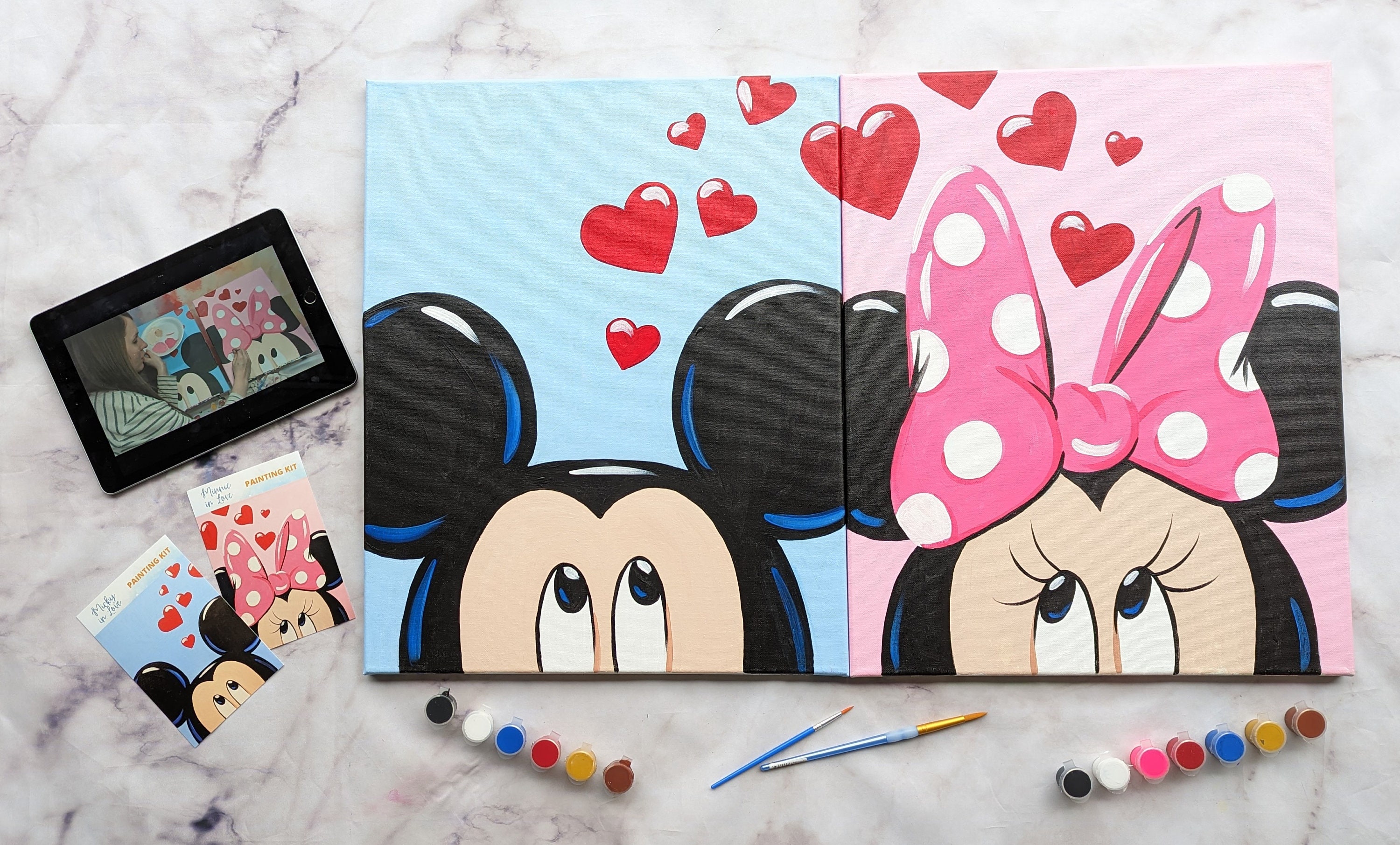 DIY Couples Canvas Painting Kit/ Includes 2 Canvases, Supplies Link to  Instructional Video/ Mothers Day Activity / Date Night 