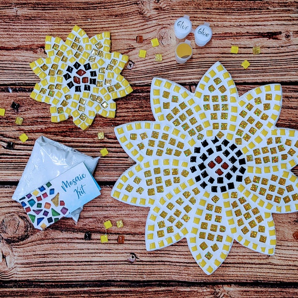 Sunflower Mosaic Kit, Craft Kit, DIY Kit for Adults, Craft Kit for Kids, Kid-Friendly Craft, DIY Project, DIY Mosaic Kit, Mosaic Art