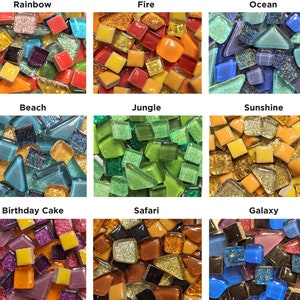 Assorted Mosaic Tiles by Color Scheme | 50 TILES | 1/5"- 3/5" (5-15mm) | Mosaic Supplies | Glass Tiles | Ceramic Tiles | Glitter Tiles