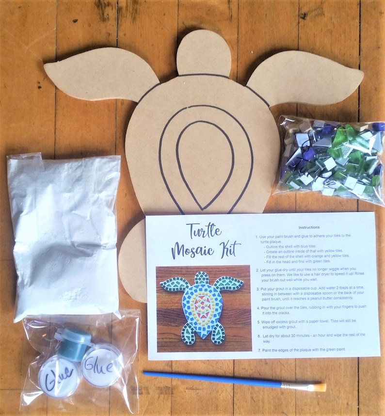 Turtle Mosaic Kit Craft Kit DIY Kit for Adults Craft Kit Etsy