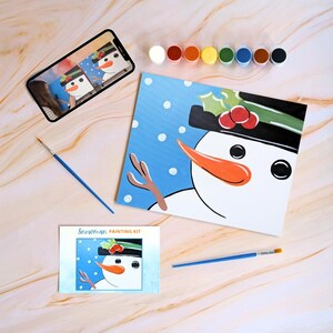 Snowman Canvas Painting Kit + Video Tutorial, Painting Party Kit, DIY Paint Kit