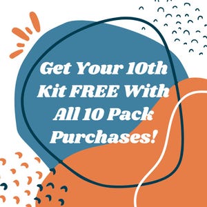May include: A blue and orange abstract graphic with the text "Get Your 10th Kit FREE With All 10 Pack Purchases!"