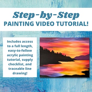 Sunrise Painting Video Tutorial - Step-by-Step Painting - DYI Paint Party - Sip and Paint - Learn to Paint - Instant Download