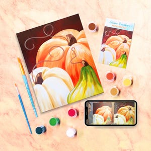 Autumn Pumpkins Canvas Painting Kit + Video Tutorial, Painting Party Kit, DIY Paint Kit