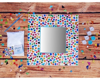 12" Square Mosaic Mirror Kit, Craft Kit, DIY Kit for Adults, Craft Kit for Kids, Kid-Friendly Craft, DIY Project, DIY Mosaic Kit, Mosaic Art