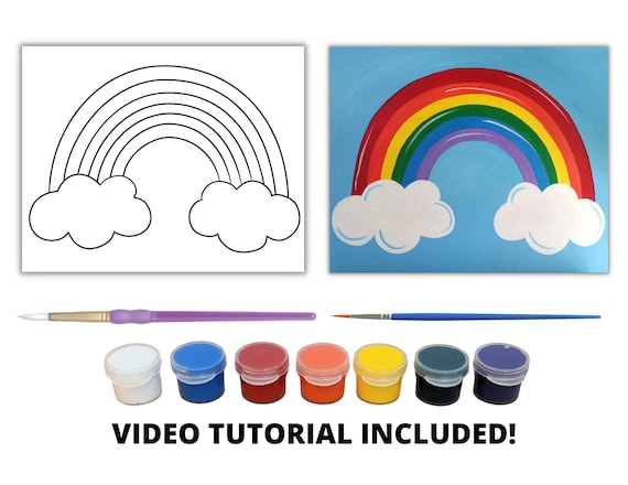 Rainbow Canvas Painting Kit Video Tutorial, FREE Palettes & Aprons