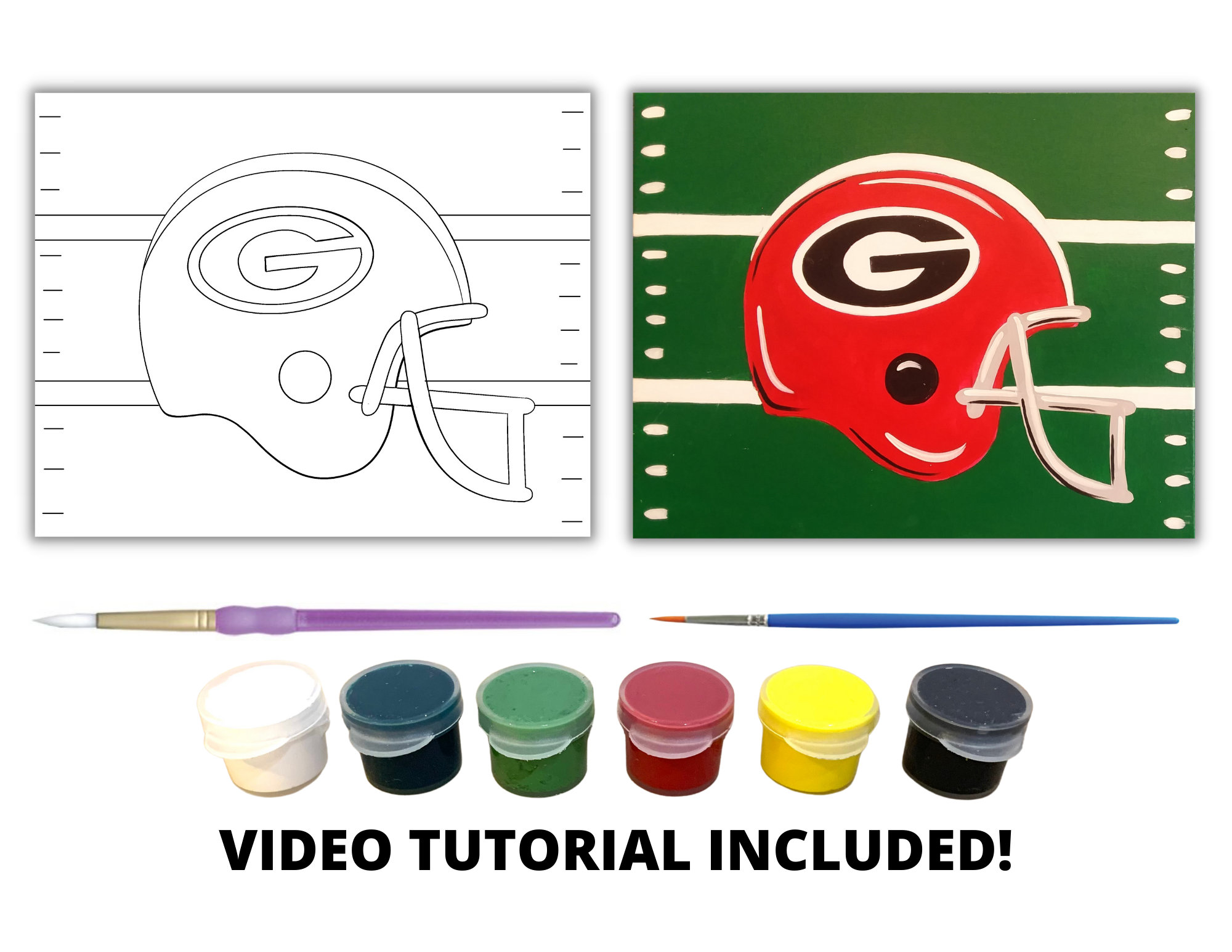Football Helmet Canvas Painting Kit Video Tutorial FREE Etsy