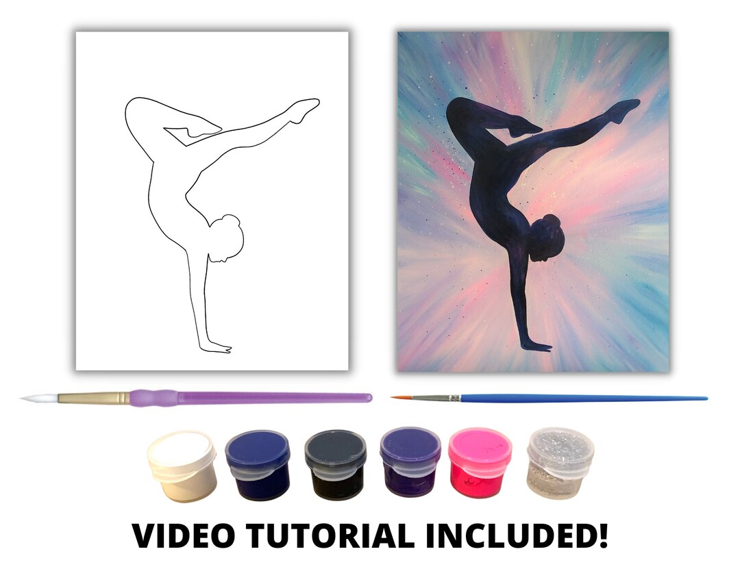 Gymnastics Canvas Painting Kit Video Tutorial, FREE Palettes & Aprons ...