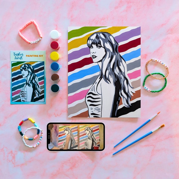 Taylor Swift Canvas Painting Kit, FREE Palettes & Aprons with Orders of 10+!, Painting Party, Sip and Paint, DIY Paint Kit