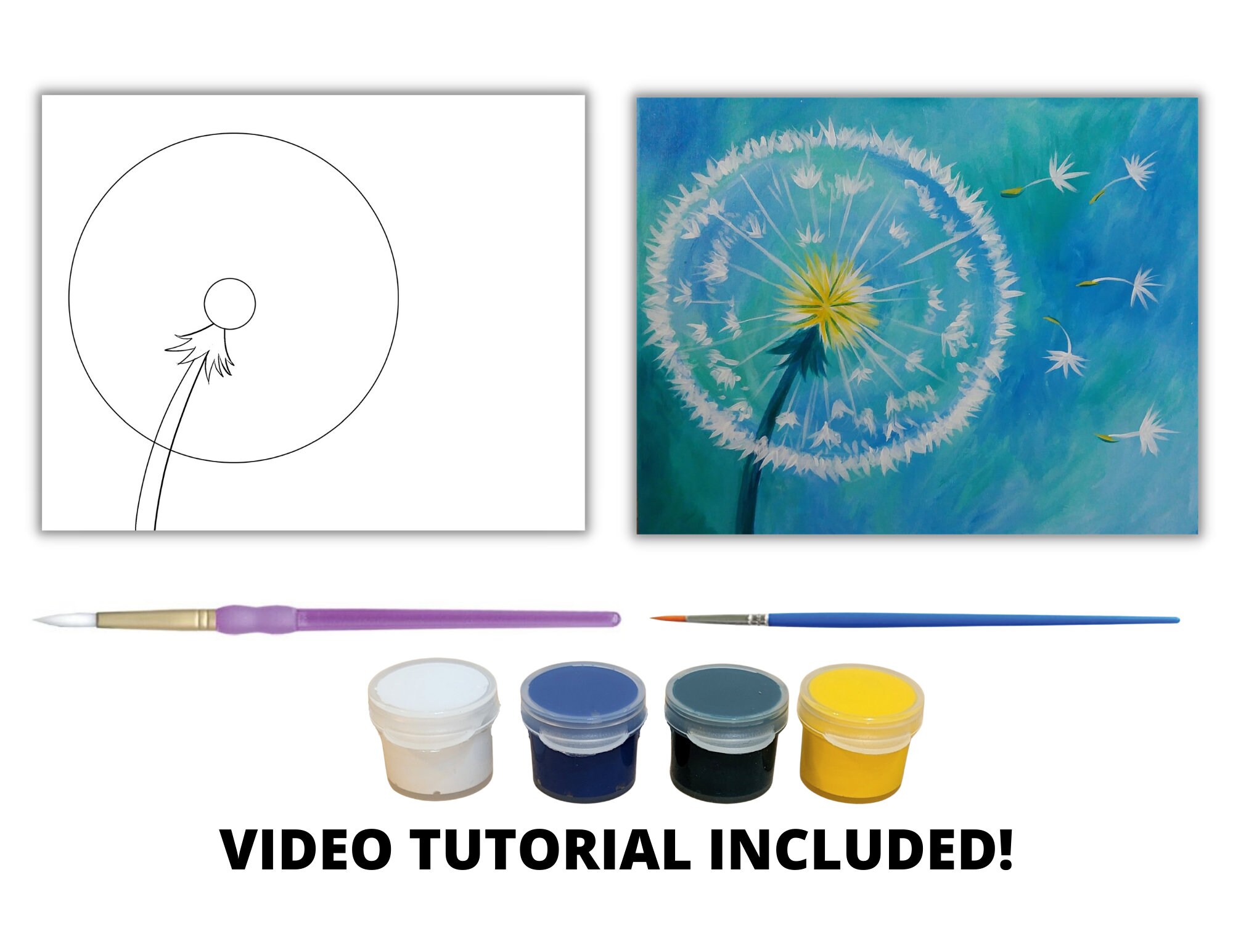 Dandelion Canvas and Sign Painting Kit Canvas Painting Kit Etsy