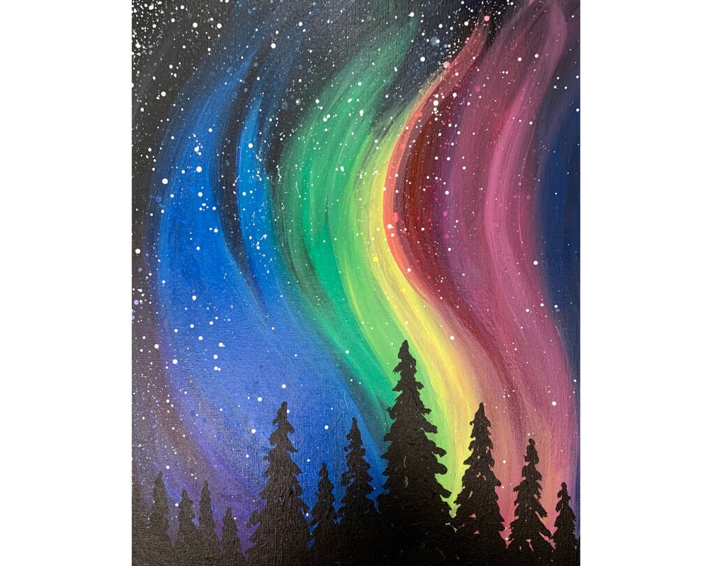 Northern Lights Canvas Painting Kit Video Tutorial FREE Etsy