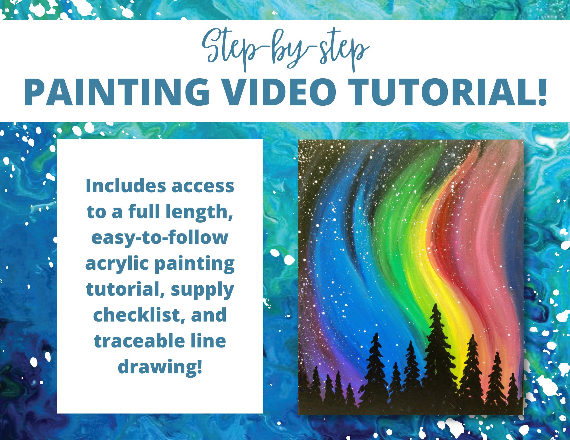 Beginners learn to paint Acrylic, Aurora Borealis Landscape, Winter  Wonderland