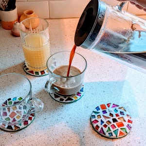 Four Set of 4&quot; Coasters Mosaic Kit, Craft Kit, DIY Kit for Adults, DIY Project, DIY Mosaic Kit, Mosaic Art, Arts and Crafts